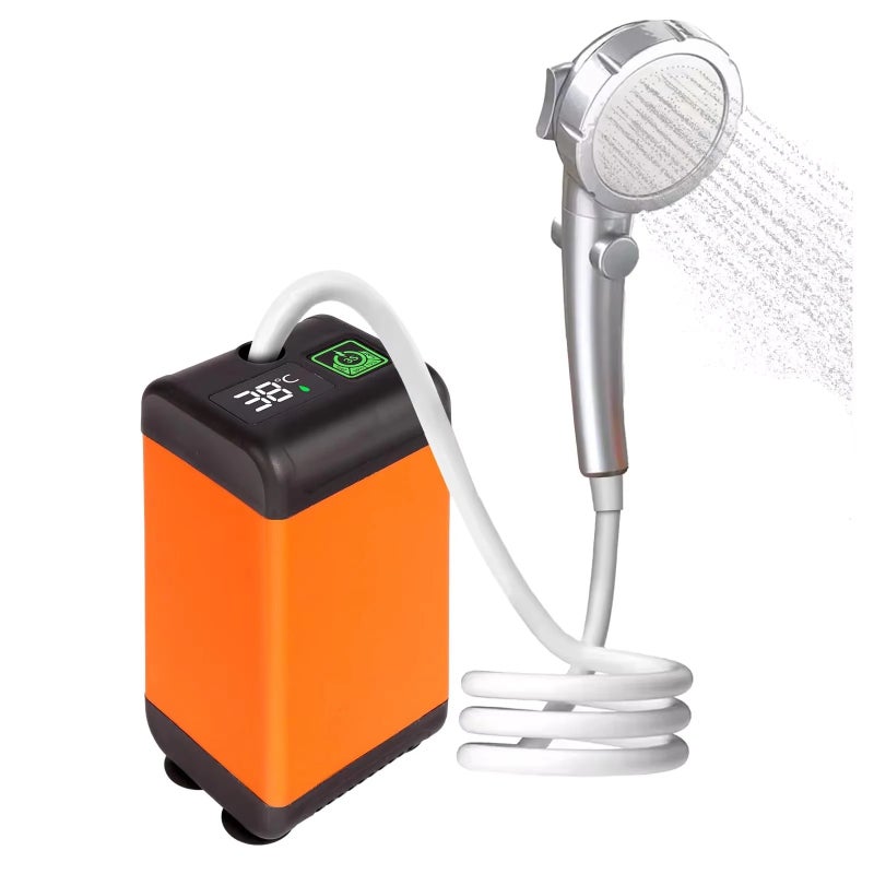 Bluejw Outdoor Camping Shower Pump - Rechargeable Portable Electric Shower with LED Display & Handheld Showerhead for Dorm, Travel, Hiking - Image 2